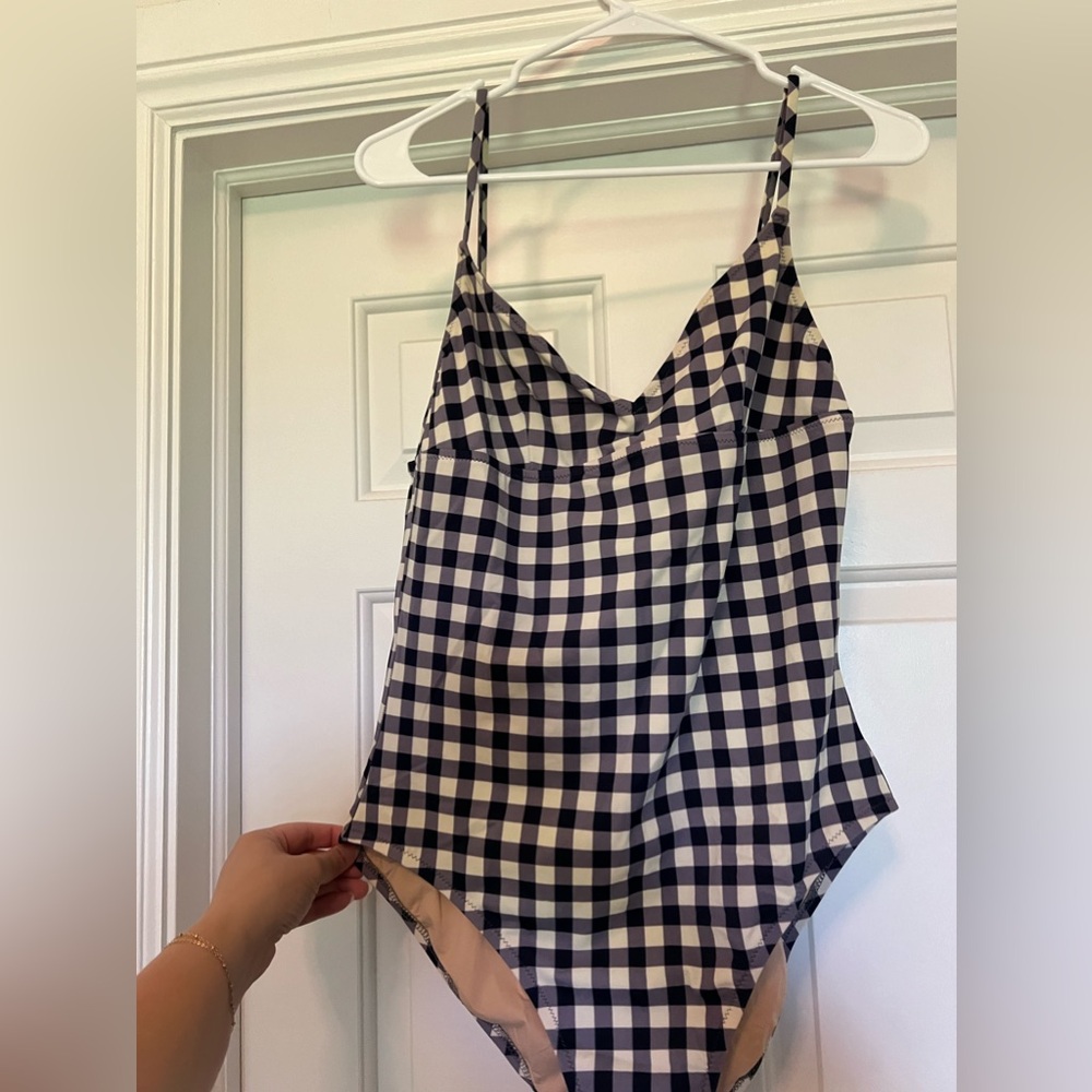 J. Crew Women’s Navy Gingham One Piece Swimsuit